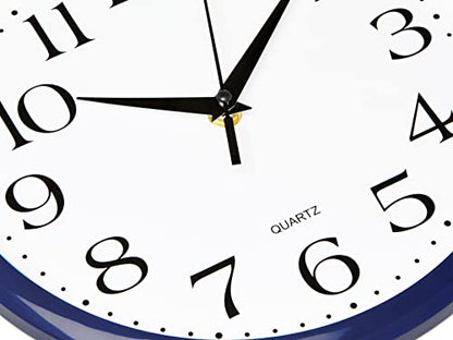 Bernhard Products Navy Wall Clock Silent Non Ticking - 10 Inch Quality Quartz Battery Operated Round Easy to Read Home/Kitchen/Office/Classroom/School Clock - color: Navy, size: 10 Inch