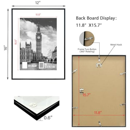 GOmaize Front Loading Aluminum alloy Black Picture Frame 30x40cm Set of 2 Wall Mounting - color: Black, size: A3