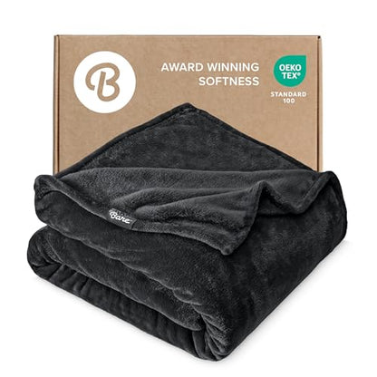 Bare Home Fleece Blanket Luxury Microplush (Full/Queen, Black) | Ultra-Soft Lightweight Blanket for Bed, Sofa, and Couch, Cozy & Warm Blanket - color: 05 - Black, size: Full/Queen