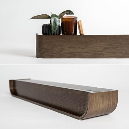 Kazai. Wall-Mounted Coat Rack 'Toke' - Modern Design Coat Rack with Hidden Wall Hooks - Solid Wood Veneer Panel Coat Hanger - Oak, Dark - color: Oak, Dark, size: 8 Hooks