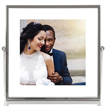 Lawrence Frames Metal Easel Float Picture Frame, 4x4, Silver - color: Silver, size: 4x4