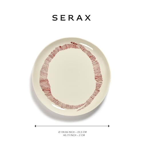 Serax Appetizer Plate | Feast tableware by Ottolenghi | 2 Starter Plates | Stoneware Dinnerware Set in white red | luxury Dishware Set for Dinner at Home, Party, Christmas | Kitchen Sets - size: Starter plate