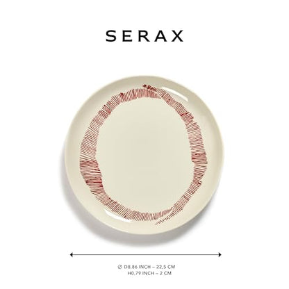 Serax Appetizer Plate | Feast tableware by Ottolenghi | 2 Starter Plates | Stoneware Dinnerware Set in white red | luxury Dishware Set for Dinner at Home, Party, Christmas | Kitchen Sets - size: Starter plate