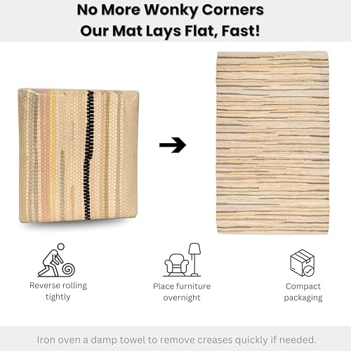 Chindi Area Rug 3x5 Feet - Beige | Farmhouse Cotton Rag Rugs for Living Room, Easy Clean Braided Boho Carpet - color: Beige, size: 3 x 5 feet