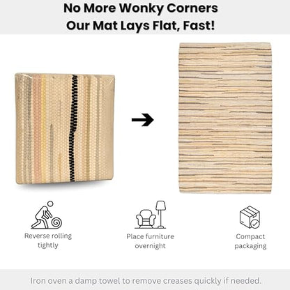 Chindi Area Rug 3x5 Feet - Beige | Farmhouse Cotton Rag Rugs for Living Room, Easy Clean Braided Boho Carpet - color: Beige, size: 3 x 5 feet