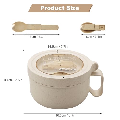 Rarapop 3 Pack Microwave Soup Bowl Containers with Lids, 28.7oz Wheat Straw Ramen Noodles Cup Mug for Instant Noodles,Oatmeal, Gumbo, Salad,Crunch,Cereal & More, Easy-Grip Design(Beige, Pink, Green) - color: Green/Pink/Beige