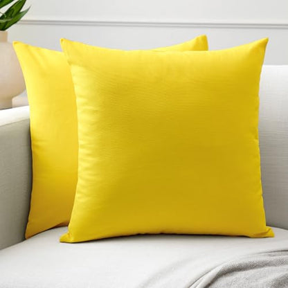 Encasa XO Throw Pillow Covers, Cotton, No Inserts 12"x12" Sunbeam Yellow | Durable Cotton Canvas | Concealed Invisible Zipper | Ideal for DIY & Embroidery | Living Room & Couch | Set of 2 - color: Sunbeam Yellow, size: 12" x 12" (Pack of 2)