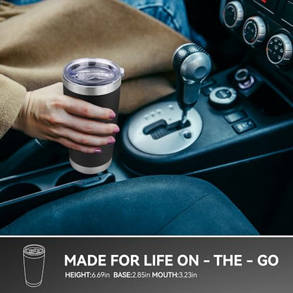 20 oz Tumbler Stainless Steel Tumblers Bulk with Lid Double Wall Insulated Coffee Tumbler Cups for Hot & Cold Drinks Powder Coated Travel Coffee Tumbler Mug Metal (Black, 12 pack) - color: Black, size: 20 ounces (12 pack)