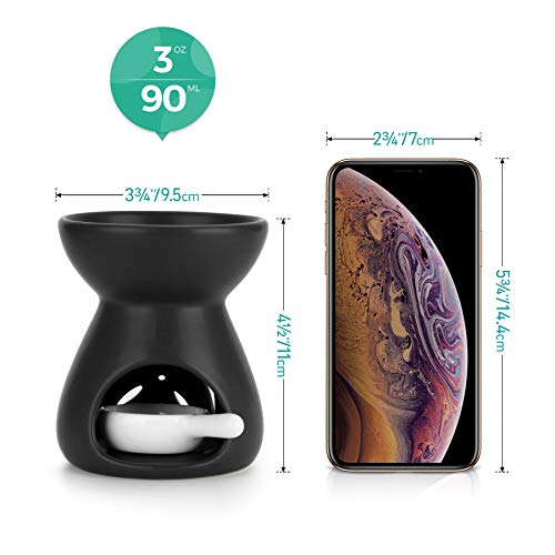 ComSaf Oil Burner Wax Melt Warmer, Ceramic Candle Diffuser Black 2 Pack | Essential Oil Aromatherapy, Scented Wax Melts, Tea Light Tray, Bedroom Home Decor, Spa and Yoga, Housewarming Gift