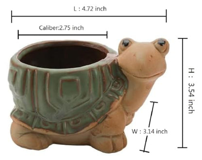 Cute Animal Shaped Vase Pot Home Decoration for Small Succulent Plants Cartoon Flower Pot Ceramic Succulent Planter with Drainage Hole Succulent Holder (Tortoise) - size: Tortoise