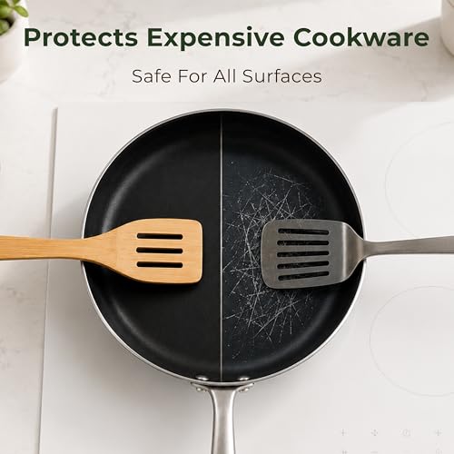 Wooden Spoons for Cooking, 6 Pcs Bamboo Utensil Set – Nonstick Safe | Heat-Resistant, Easy to Clean & Sturdy – Smooth Finish with Comfortable Handles, Food-Safe - size: 6 Pieces