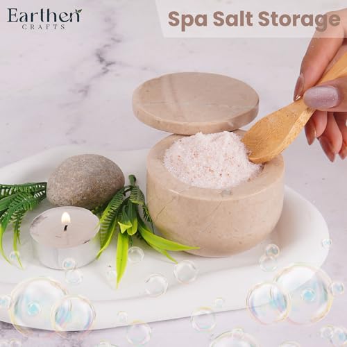 Marble Salt Cellar with Swivel Lid 3 Inch Beige Stone Mini Salt Box for Kitchen Counter with Magnetic Closure, 2.5 OZ Capacity, Ideal for Kosher Salt and Gourmet Seasonings - color: Verona