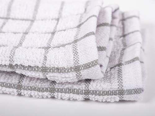 KAF Home Pantry 100% Cotton Checkered Grid Dish Cloths | Set of 6, 12 x 12 Inches | Absorbent and Machine Washable | Perfect for Cleaning Counters, and Any Household Spills - Gray - color: Gray