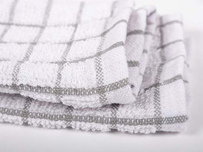 KAF Home Pantry 100% Cotton Checkered Grid Dish Cloths | Set of 6, 12 x 12 Inches | Absorbent and Machine Washable | Perfect for Cleaning Counters, and Any Household Spills - Gray - color: Gray