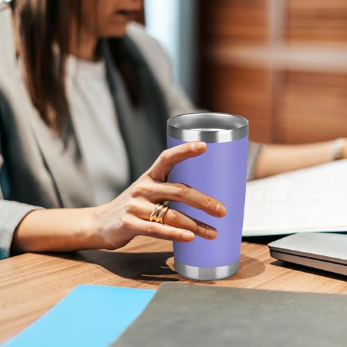 20 oz Tumbler Stainless Steel Tumblers Bulk with Lid Double Wall Insulated Coffee Tumbler Cups for Hot & Cold Drinks Powder Coated Travel Coffee Tumbler Mug Metal (Lavender, 6 pack) - color: Lavender, size: 20 ounces (6 pack)