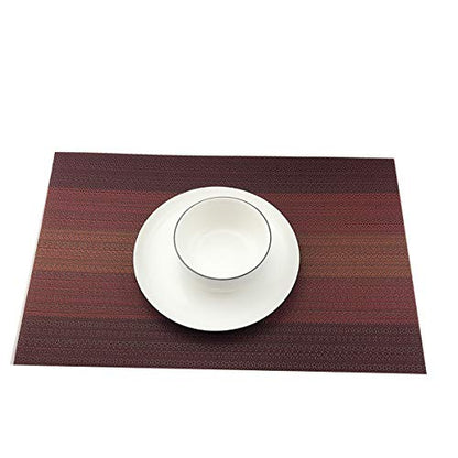 Exquisite Woven Vinyl Placemats for Dining Table Heat Resistant PVC Table Mats (Pack of 6, Red) - color: Pin Stripes-red