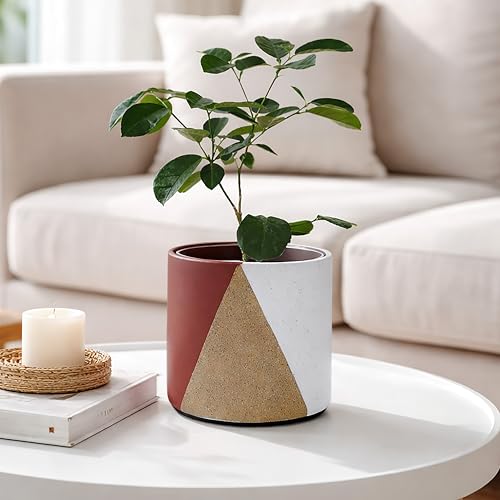 D'vine Dev 2-Pack Cachepot with Clear Pot, 6.5 in, Crimson Dune, 93-V-C-4 | Dual-Pot System, Root Visibility, Bottom Watering Support, Enhanced Drainage, Artistic Stoneware Design, Easy Plant Care - color: Crimson Dune, size: 6.5” Cachepot + 6“ Clear Grow