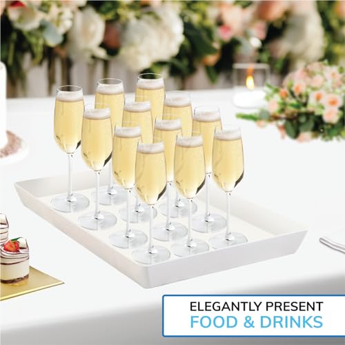 US Acrylic White Plastic Serving Trays (Set of 4) 15” x 10” | Large Unbreakable Reusable Rectangular Party Platters | Serve Appetizers, Fruit, Veggies, & Desserts | BPA-Free & Made in USA - color: White, size: 15" x 10"