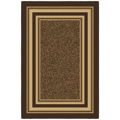 Ottomanson 3x5 Area Rugs – Ultra-Thin Entryway Rug - color: Border Brown, size: 3'3" x 4'7" (Area Rug)