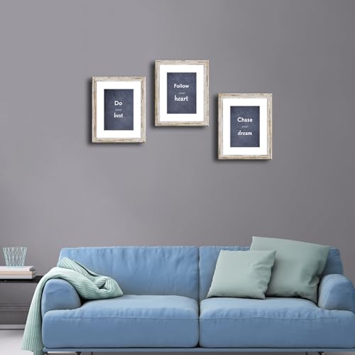 Rustic Distressed Retro Style White Frame 8x10 Picture Frame Set of 3 with Real Glass for Pictures 5x7 with Mat or 8x10 Without Mat, Wall Gallery or Tabletop display - size: 8x10(set of 3)