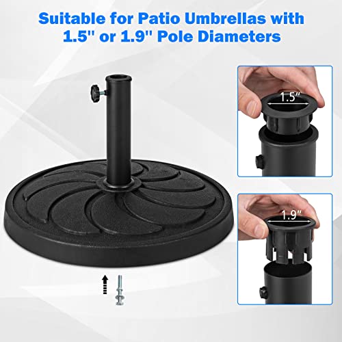Giantex 40 lbs Patio Umbrella Base, 21.5" Round Market Umbrella Stand for 1.5''-1.9'' Umbrella Poles, Heavy Duty Resin Base with Metal Support Holder for Deck Garden Poolside (40 lbs)