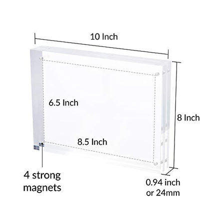 SimbaLux Magnetic Acrylic Picture Photo Frame 8x10 inches UV Protection | 24mm Thick, Clear Glass Like, Double Sided Frameless Desktop Floating Display, Free Standing, 20% Thicker than Most, 1 Pack - size: 8" x 10"