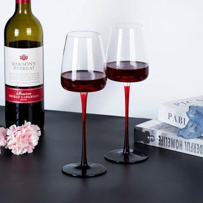 KAMMAK Crystal Red Wine Glasses Set of 2, 12.17 oz Stemmed Glasses, XH009 | Hand Blown, Bordeaux Wine Glasses, Thin Rim & Long Stem, Red & White, Daily Use, Wedding or Birthday Gift for Women - size: 8KPXH009