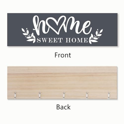 Home Sweet Home Family Hanging Display Board with 16 Clips, Rustic Wood Picture Collage Frame with Tassels Farmhouse Wall Decor - color: Home Sweet Home