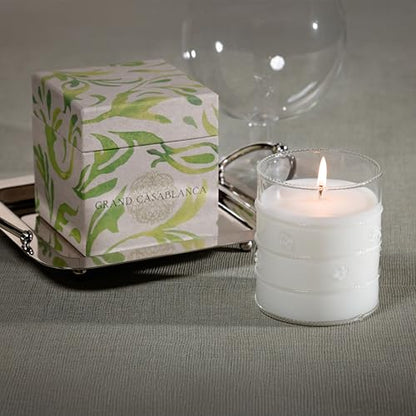 Zodax Grand Casablanca Scented Jar Candle, 12 oz - Water Lotus | Decorative glass jar candle, Clean aquatic floral and herbal scent, 65 hours burn time, Gift box included - size: 12 oz/ 1 pack