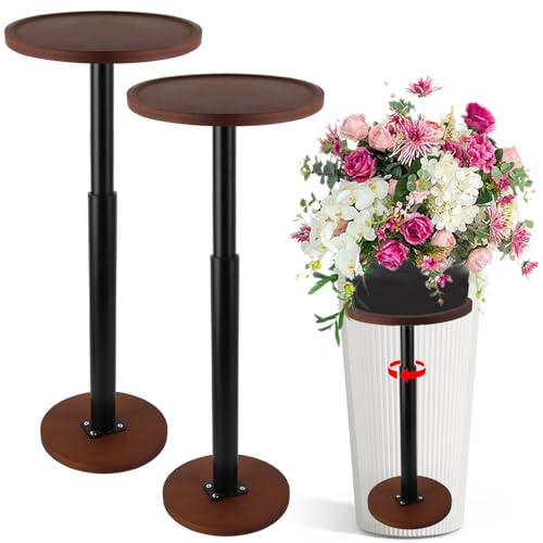 LUTTY 2Set Wooden Adjustable Plant Risers for Inside Pot,13.8-21.7 inches Tall Tapered Plant Riser Fill Bottom of Tall Flower Pots and Large Plants Containers, Rise Filler Riser of Flower Pots - size: (2 Pack)Tall Lift: Rise(13.8''-21.7'')