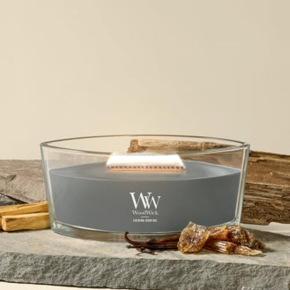 WoodWick Evening Bonfire Holiday Candle Gifts for Women and Men, 16 oz Ellipse Candle with Crackling Wick - color: Evening Bonfire, size: 16oz