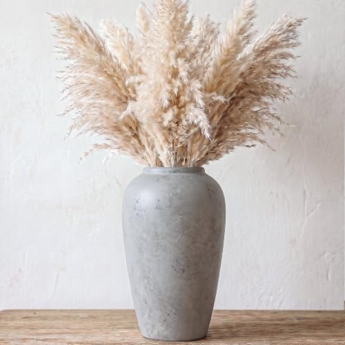Wide Mouth Large Ceramic Vase, Vintage Grey Decor Vase, 11.8 Inches Tall - color: 11.8”h-vintage Grey