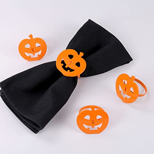 wonlex Halloween Pumpkin Napkin Rings Set of 12, Orange Napkin Ring for Table Setting, Harvest Festival, Halloween Decorations, Fall Serviette Buckles Decor (Halloween Pumpkin) - style: Halloween Pumpkin