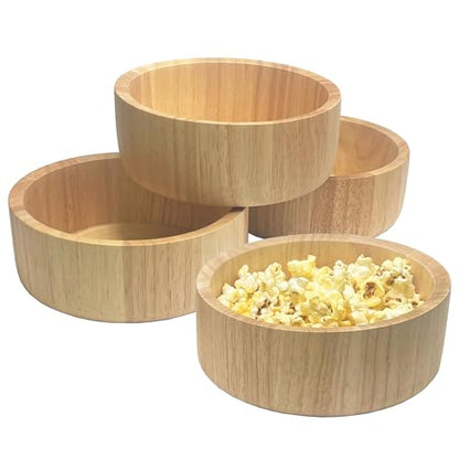 Woodard & Charles Rubberwood Ind Salad & Snack Bowls, 6.5" x 2.5", Set of 4 | Individual Wood Serving Bowls for Salad, Snacks, Fruit, Nuts, Candy, Chips and More. Ideal for Entertaining and Everyday Use - size: 6.5" x 2.5" Rubberwood Individual Bowls - Se