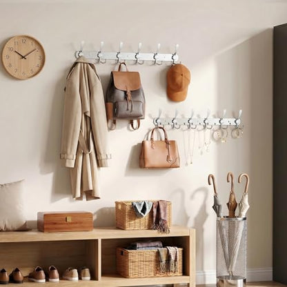 YUNISS Coat Rack Wall Mounted，6 Tri Stainless Steel Coat Hook for Coat Hat Robes Towel in Mudroom Entryway (Sliver, 2 Pack 6) - color: Sliver, size: 2 Pack 6
