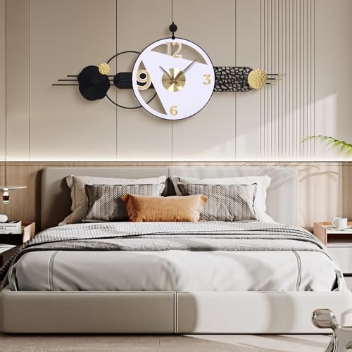 51x21 Inch Modern Abstract Silent Wall Clock Battery Powered | Quartz Movement, Bold Analog Dial, for Bedroom, Hallway, Home Office, Entryway, and Housewarming Gifts - color: O - 51x21 in