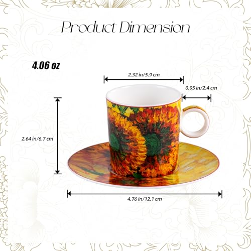 KAMMAK Tea Cups and Saucers Set of 2, Porcelain Coffee Cups, JBE006 | Stackable Espresso Mugs, Ceramic Demitasse for Coffee, Cappuccino, Latte, Americano, Tea - size: 8CZJBE006