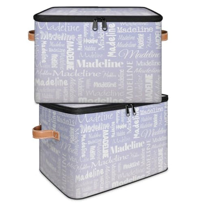 Storage Basket Custom Name, Personalize Keepsake Box, Purple White | Foldable Fabric Gradient Large Memory Bin with Handle Lid Lightweight Waterproof Dustproof, 14"L x 10.2"W x 10.4"H - color: Option 15