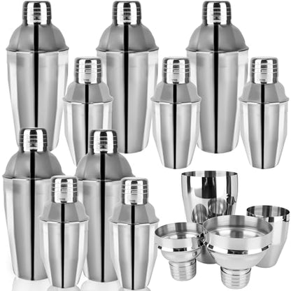 10 Pcs Bar Cocktail Shaker Professional Stainless Steel Cocktail Mixer Built-in Strainer for Home Bar Party Drink Mixing Tool (8 oz/ 18.6 oz) - size: 8 oz/ 18.6 oz
