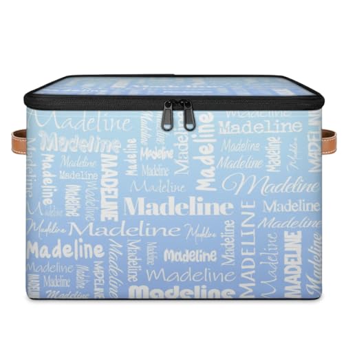 Storage Basket Custom Name, Personalized Keepsake Box, Light Blue | Foldable Fabric Gradient Large Memory Bin with Handle Lid Lightweight Waterproof Dustproof, 14"L x 10.2"W x 10.4"H - color: Option 2