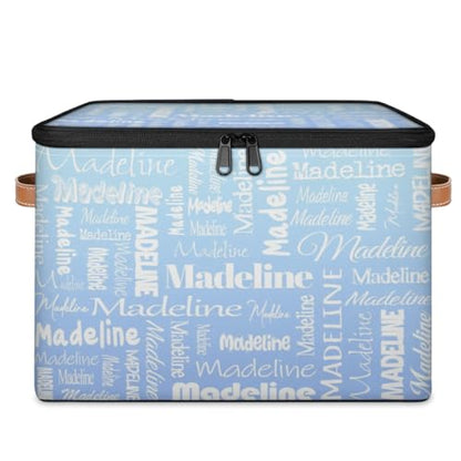 Storage Basket Custom Name, Personalized Keepsake Box, Light Blue | Foldable Fabric Gradient Large Memory Bin with Handle Lid Lightweight Waterproof Dustproof, 14"L x 10.2"W x 10.4"H - color: Option 2