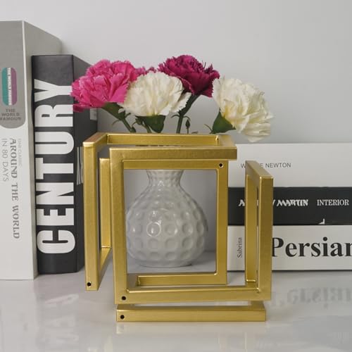 DreamsEden Geometric Cube Sculpture Gold Block Modern Statues Metal Art Decorative Desktop Ornaments