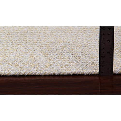 Super Area Rugs Farmhouse Braided Rug Cotton Kitchen Reversible Carpet Yellow & White, 20" X 40" Half Circle - color: Yellow & White, size: 1'8" x 3'4" (Semicircular)