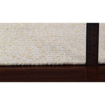 Super Area Rugs Farmhouse Braided Rug Cotton Kitchen Reversible Carpet Yellow & White, 20" X 40" Half Circle - color: Yellow & White, size: 1'8" x 3'4" (Semicircular)