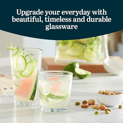 Libbey Preston Tumbler & Rocks Drinking Glasses Set of 16, All-Purpose Cups | 16 oz and 13 oz Capacities for Water, Juice, Cocktails, and More with Wide Mouths and Dishwasher-Safe Cleanup - color: 07 - Preston