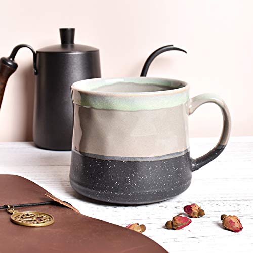 Bosmarlin Large Ceramic Coffee Mug, Big Tea Cup, 7 Colors to Choose, 21 Oz, Dishwasher and Microwave Safe, 1 PCS… (Grey) - color: Gray