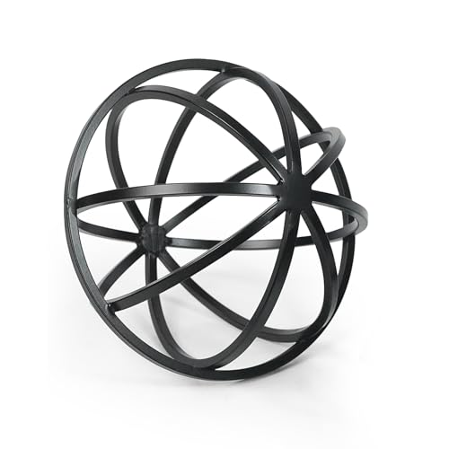 DreamsEden Metal Geometric Sphere Sculpture - 6.3" Modern Black Table Decor for Living Room, Shelf, Desk
