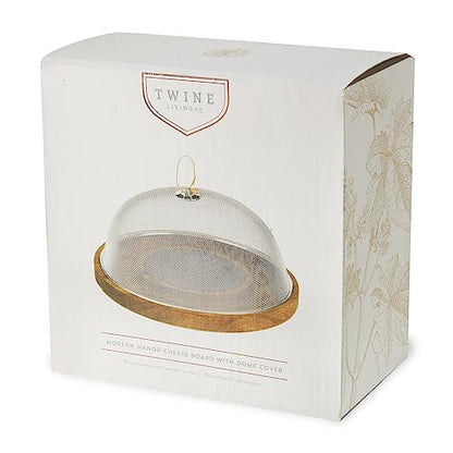 Twine Modern Manor Slate & Acacia Wooden Charcuterie Board With Dome Cover, Outdoor Entertaining Cheese Board, Snack Platter, 3-Piece Set - style: Modern Manor Slate