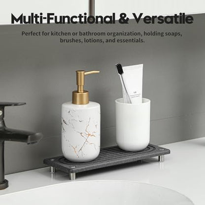 Water Absorbing Stone Sink Caddy Kitchen Sink Organizer Tray, Diatomite Bathroom Counter Tray, Faucet Drying Mat Coaster Soap Dish Rack Riser Dispenser Sponge Holder, Charcoal 10" x 4" - color: 10"x 4" - Charcoal