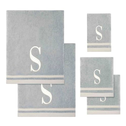 Avanti Linens - Towel Set, Soft & Absorbent Cotton, Embroidered Bathroom Decor, Set of 5 (Monogram Collection, Initial S) - style: S